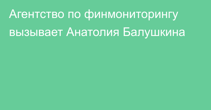 Агентство по финмониторингу вызывает Анатолия Балушкина