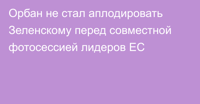 Орбан не стал аплодировать Зеленскому перед совместной фотосессией лидеров ЕС