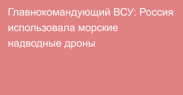 Главнокомандующий ВСУ: Россия использовала морские надводные дроны