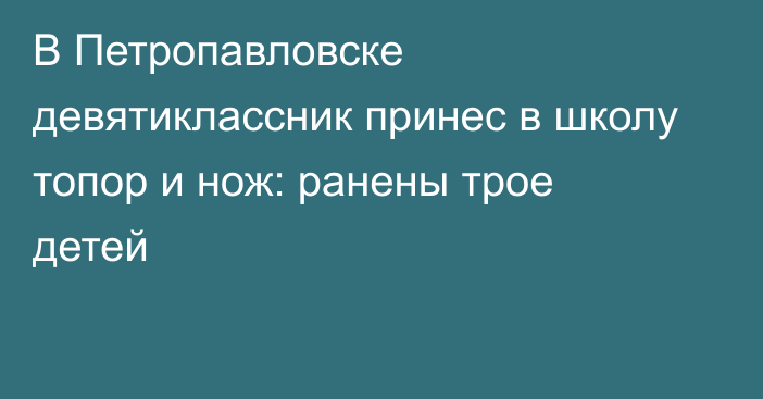 В Петропавловске девятиклассник принес в школу топор и нож: ранены трое детей