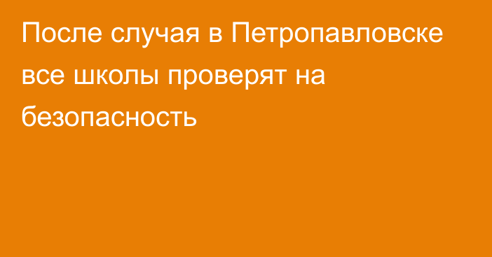 После случая в Петропавловске все школы проверят на безопасность