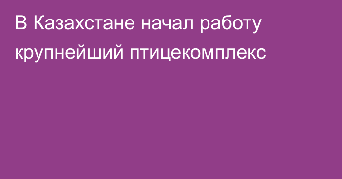 В Казахстане начал работу крупнейший птицекомплекс