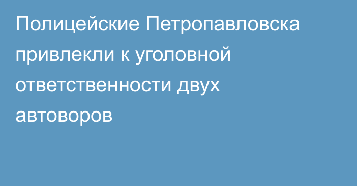 Полицейские Петропавловска привлекли к уголовной ответственности двух автоворов