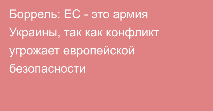 Боррель: ЕС - это армия Украины, так как конфликт угрожает европейской безопасности