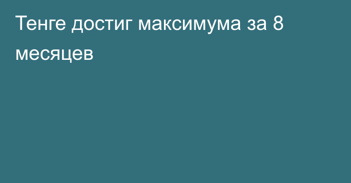 Тенге достиг максимума за 8 месяцев 