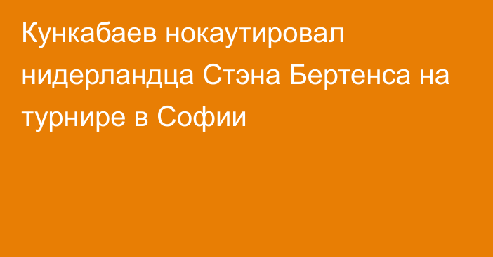 Кункабаев нокаутировал нидерландца Стэна Бертенса на турнире в Софии