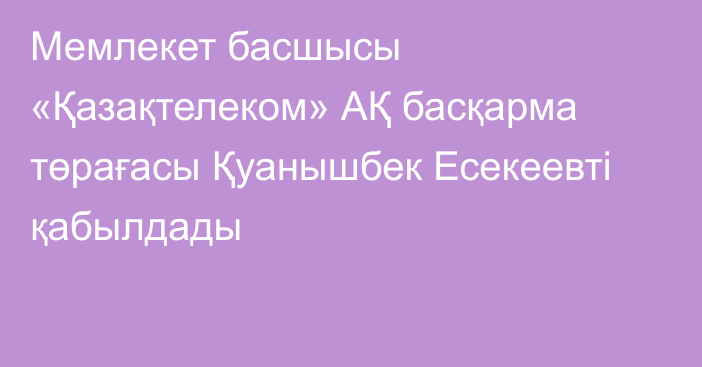 Мемлекет басшысы «Қазақтелеком» АҚ басқарма төрағасы Қуанышбек Есекеевті қабылдады