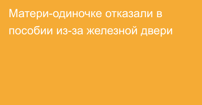 Матери-одиночке отказали в пособии из-за железной двери