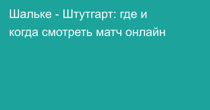 Шальке -  Штутгарт: где и когда смотреть матч онлайн