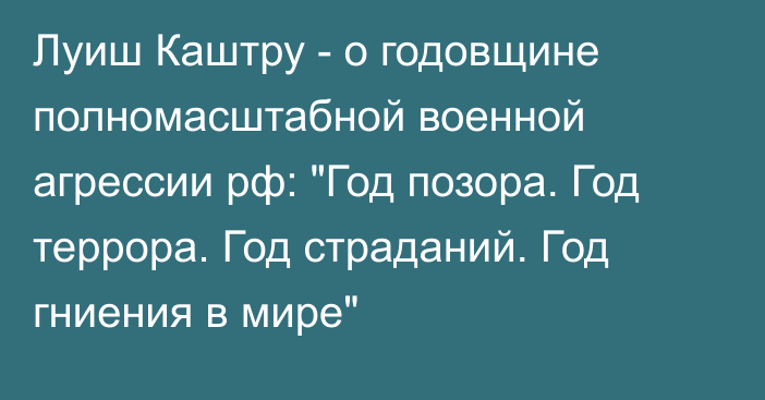 Луиш Каштру - о годовщине полномасштабной военной агрессии рф: 