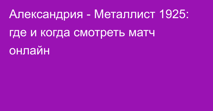 Александрия -  Металлист 1925: где и когда смотреть матч онлайн