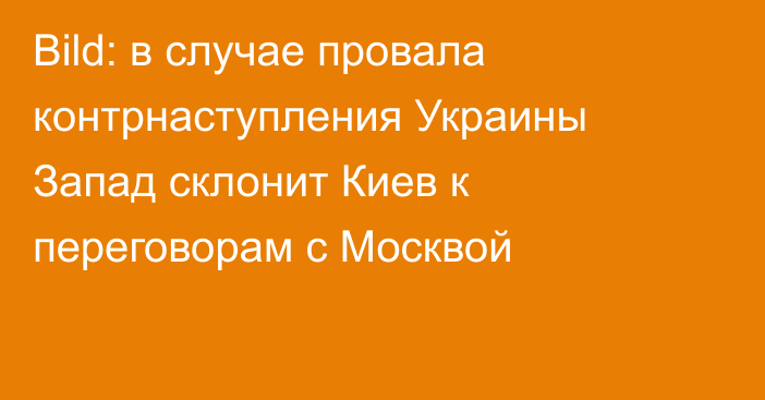 Bild: в случае провала контрнаступления Украины Запад склонит Киев к переговорам с Москвой