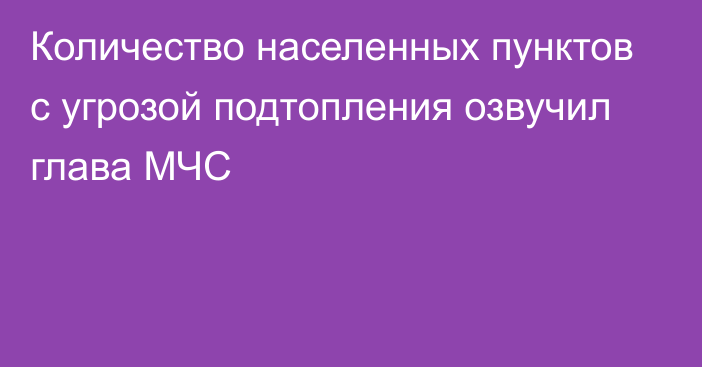 Количество населенных пунктов с угрозой подтопления озвучил глава МЧС