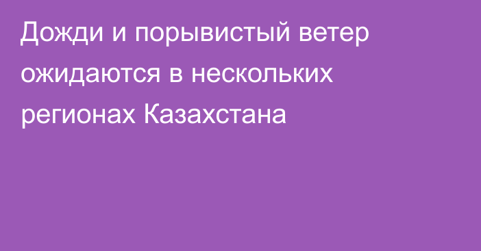 Дожди и порывистый ветер ожидаются в нескольких регионах Казахстана