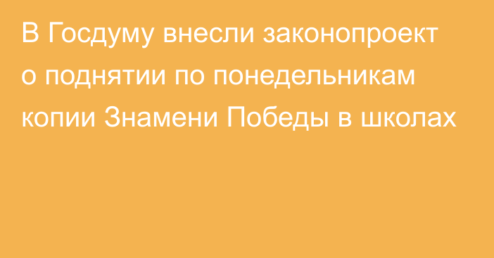 В Госдуму внесли законопроект о поднятии по понедельникам копии Знамени Победы в школах