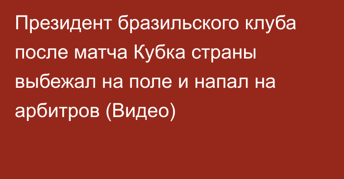 Президент бразильского клуба после матча Кубка страны выбежал на поле и напал на арбитров (Видео)