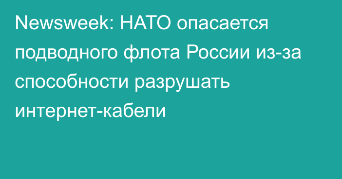 Newsweek: НАТО опасается подводного флота России из-за способности разрушать интернет-кабели