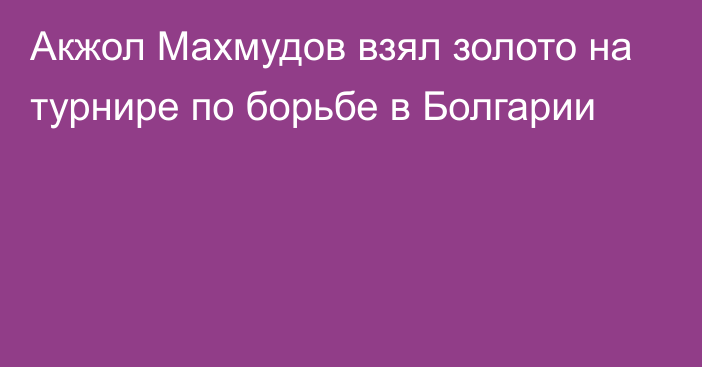 Акжол Махмудов взял золото на турнире по борьбе в Болгарии