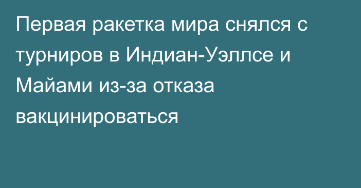 Первая ракетка мира снялся с турниров в Индиан-Уэллсе и Майами из-за отказа вакцинироваться