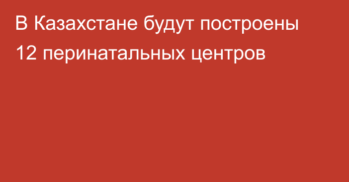 В Казахстане будут построены 12 перинатальных центров