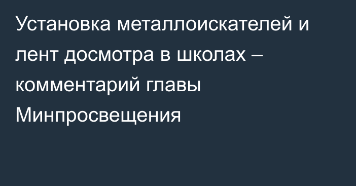 Установка металлоискателей и лент досмотра в школах – комментарий главы Минпросвещения