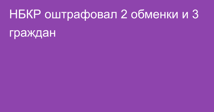 НБКР оштрафовал 2 обменки и 3 граждан