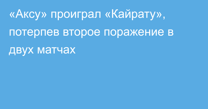 «Аксу» проиграл «Кайрату», потерпев второе поражение в двух матчах