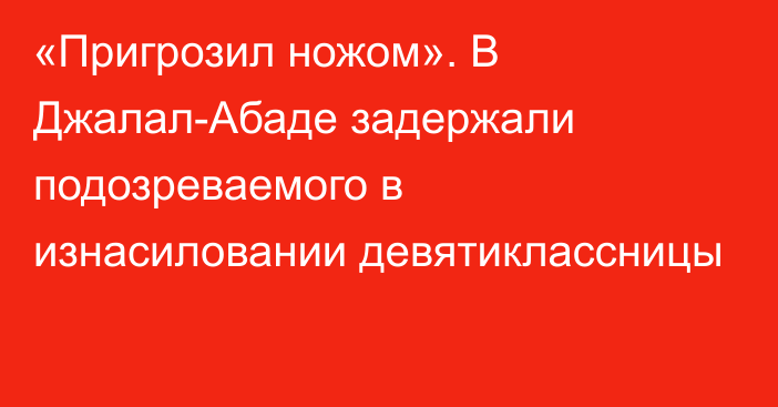 «Пригрозил ножом». В Джалал-Абаде задержали подозреваемого в изнасиловании девятиклассницы