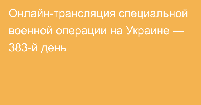 Онлайн-трансляция специальной военной операции на Украине — 383-й день