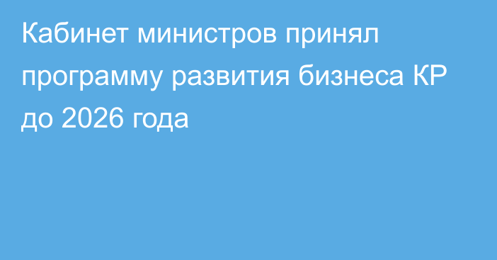 Кабинет министров принял программу развития бизнеса КР до 2026 года