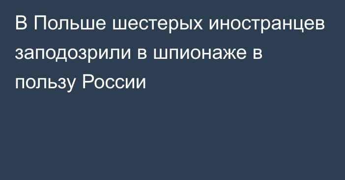 В Польше шестерых иностранцев заподозрили в шпионаже в пользу России