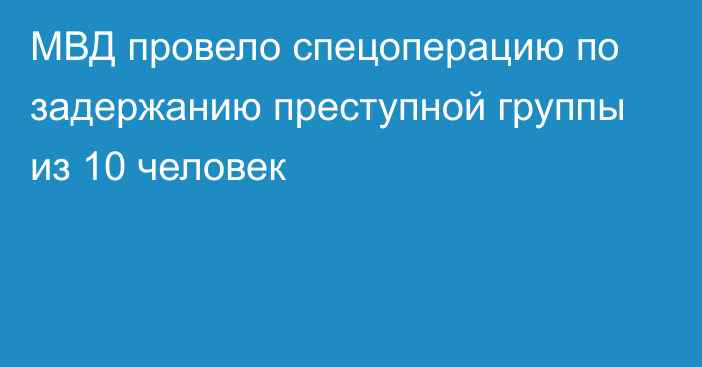 МВД провело спецоперацию по задержанию преступной группы из 10 человек