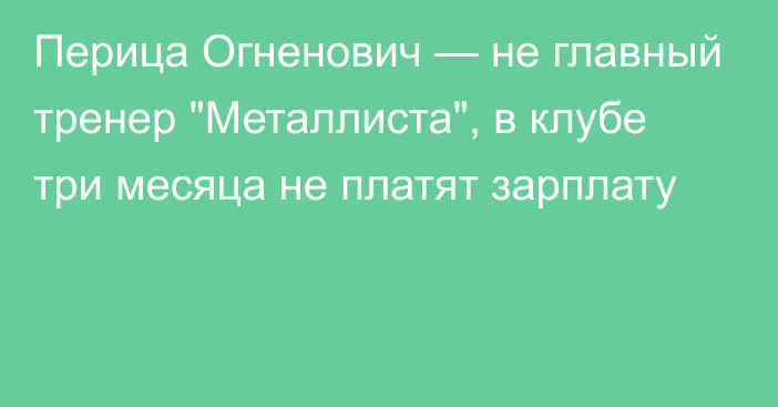 Перица Огненович — не главный тренер 