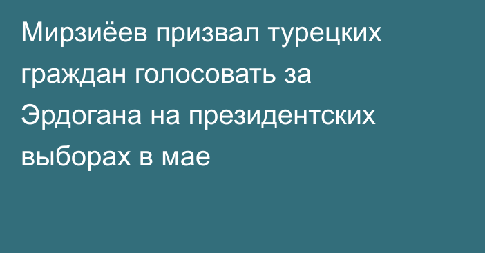 Мирзиёев призвал турецких граждан голосовать за Эрдогана на президентских выборах в мае