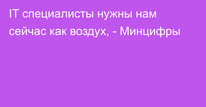 IT специалисты нужны нам сейчас как воздух, - Минцифры