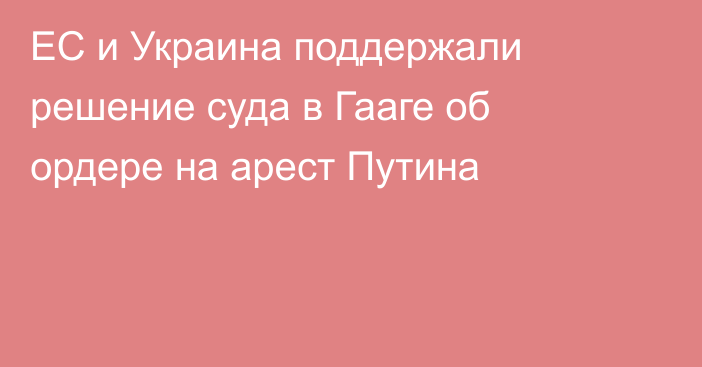 ЕС и Украина поддержали решение суда в Гааге об ордере на арест Путина