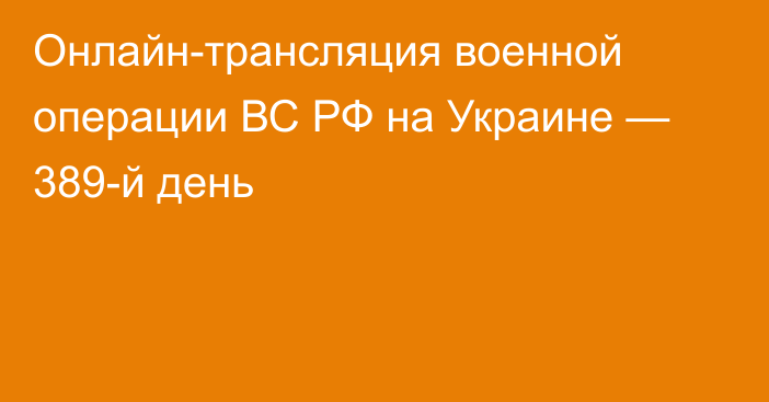 Онлайн-трансляция военной операции ВС РФ на Украине — 389-й день