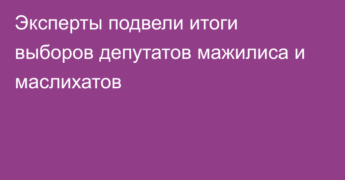 Эксперты подвели итоги выборов депутатов мажилиса и маслихатов