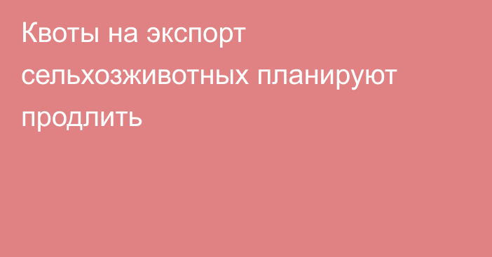 Квоты на экспорт сельхозживотных планируют продлить