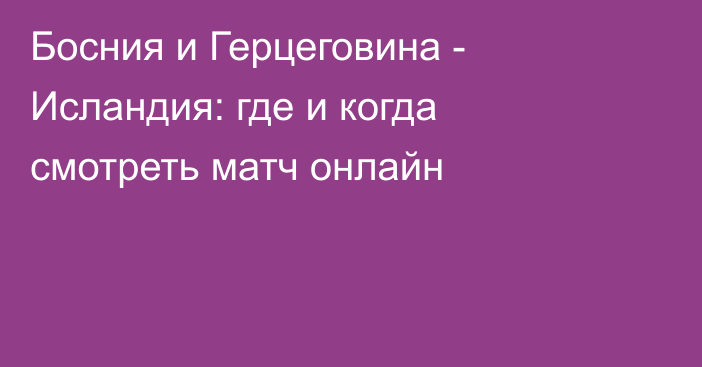 Босния и Герцеговина -  Исландия: где и когда смотреть матч онлайн