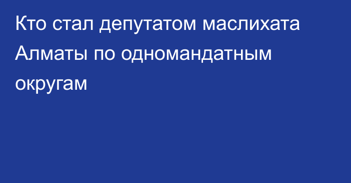 Кто стал депутатом маслихата Алматы по одномандатным округам