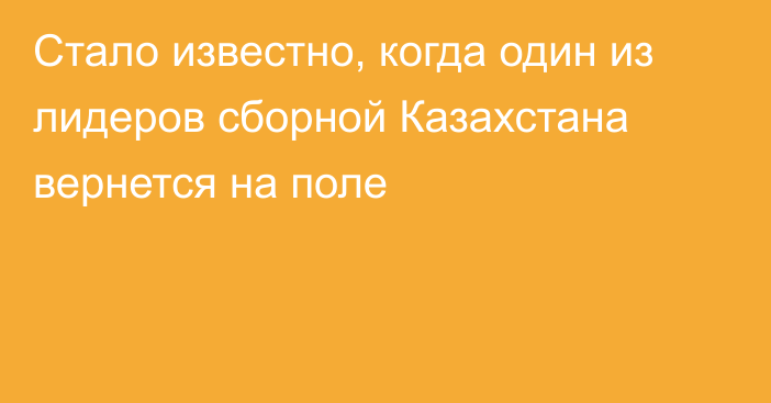 Стало известно, когда один из лидеров сборной Казахстана вернется на поле