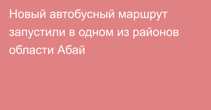 Новый автобусный маршрут запустили в одном из районов области Абай