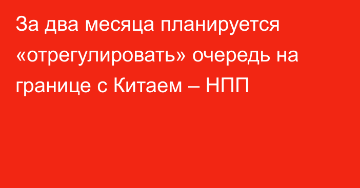 За два месяца планируется «отрегулировать» очередь на границе с Китаем – НПП