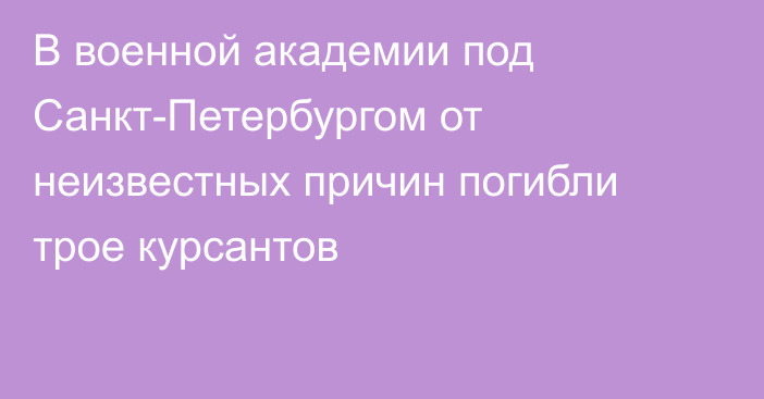 В военной академии под Санкт-Петербургом от неизвестных причин погибли трое курсантов