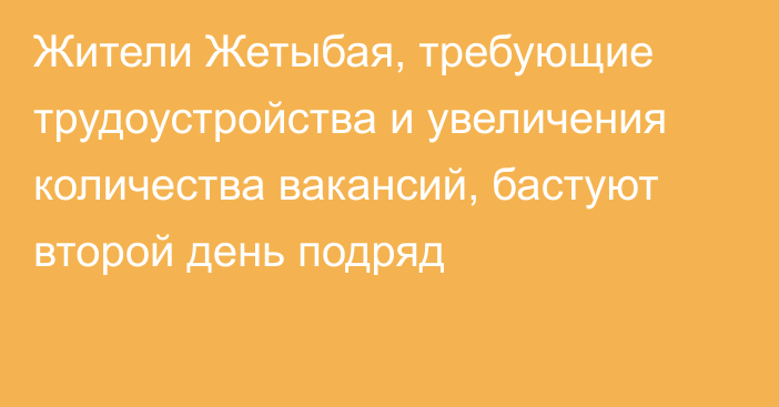 Жители Жетыбая, требующие трудоустройства и увеличения количества вакансий, бастуют второй день подряд