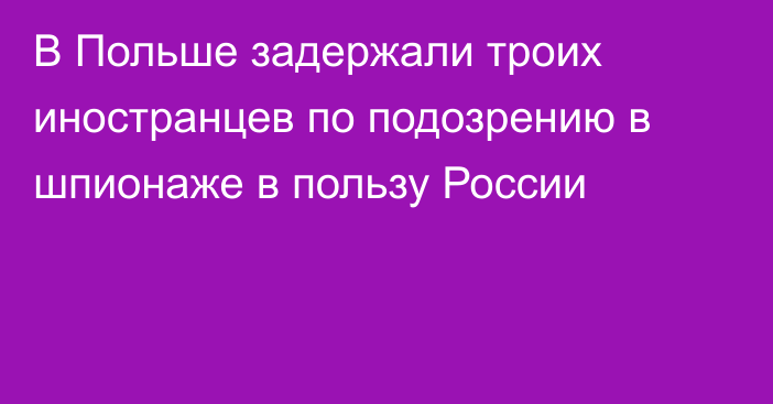 В Польше задержали троих иностранцев по подозрению в шпионаже в пользу России