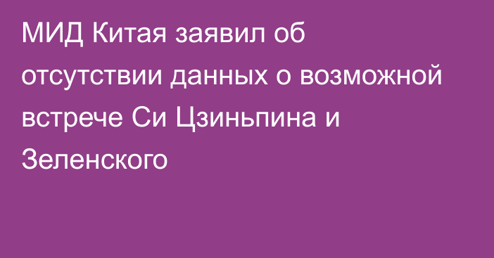 МИД Китая заявил об отсутствии данных о возможной встрече Си Цзиньпина и Зеленского