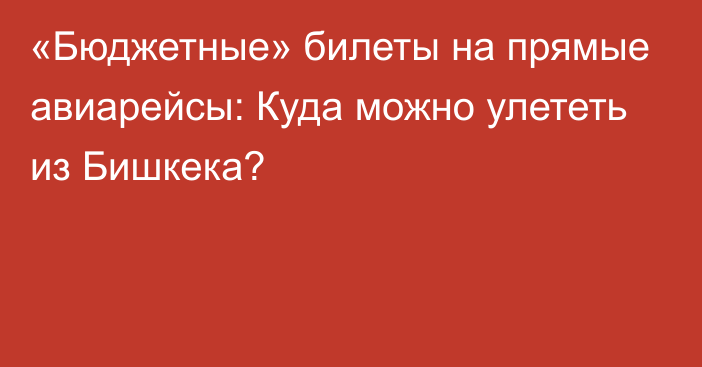 «Бюджетные» билеты на прямые авиарейсы: Куда можно улететь из Бишкека?