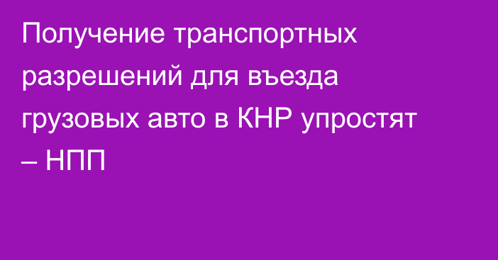 Получение транспортных разрешений для въезда грузовых авто в КНР упростят – НПП